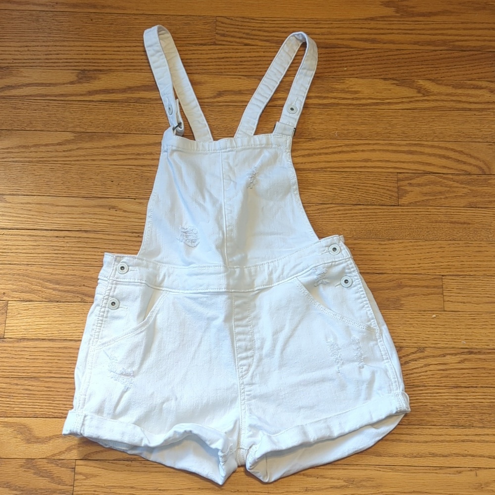 Levi's White Denim Short Overalls